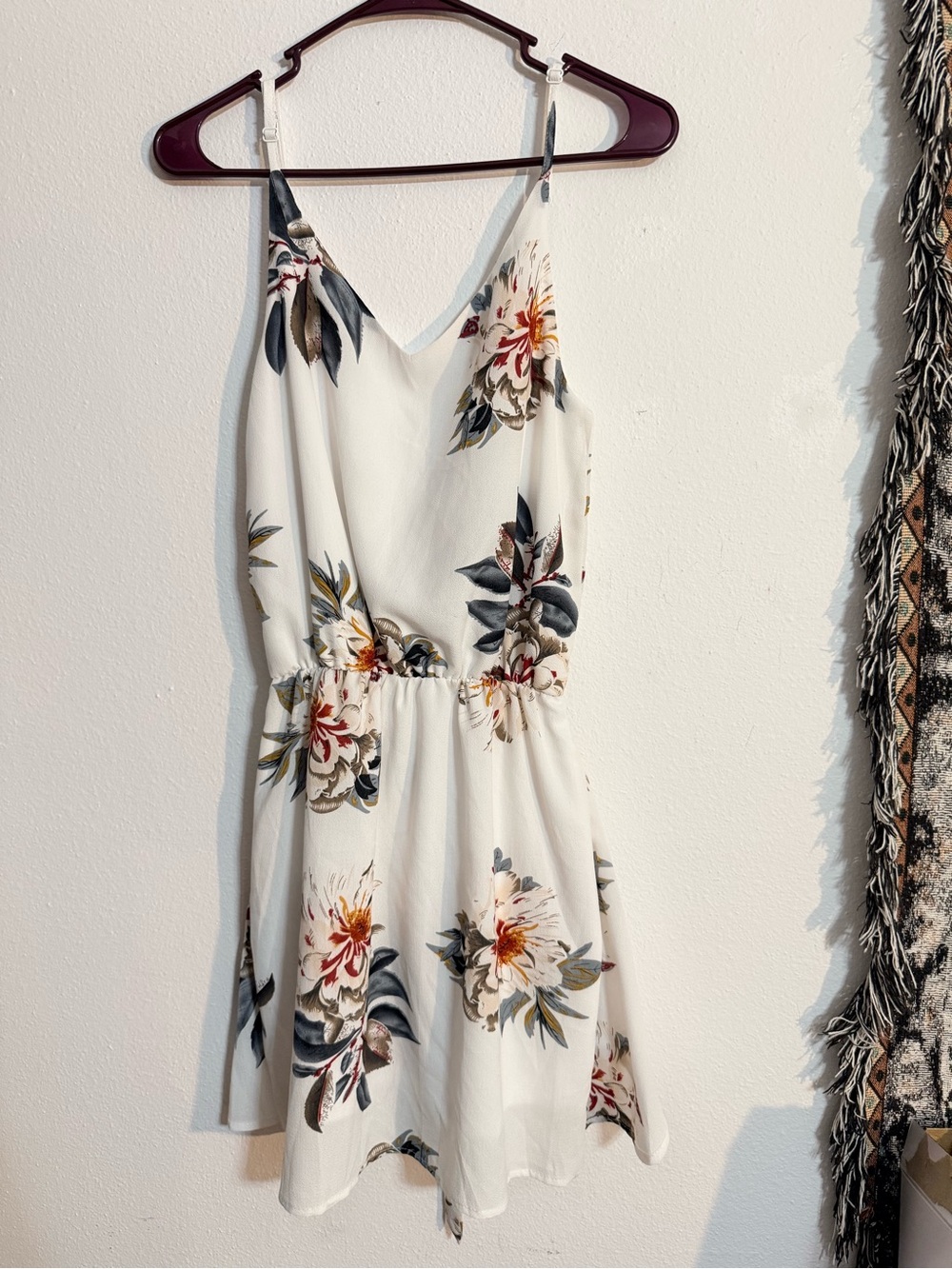 ☀️ Grace Karin • White Floral Spaghetti-Strap Mini Dress • Women’s Small